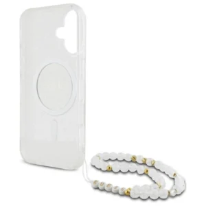 Guess IML Glitter With Pearl Strap MagSafe Apple iPhone 16 Plus Case - dėklas telefonui skaidrus - Image 7