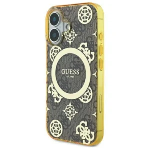 Guess IML Peony On 4G Background MagSafe Apple iPhone 16 Case - dėklas telefonui rudos saplvos - Image 2