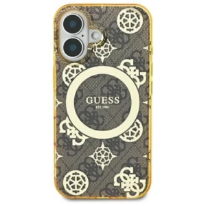 Guess IML Peony On 4G Background MagSafe Apple iPhone 16 Case - dėklas telefonui rudos saplvos - Image 3