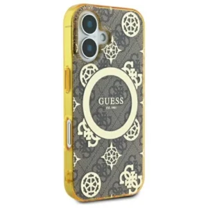 Guess IML Peony On 4G Background MagSafe Apple iPhone 16 Case - dėklas telefonui rudos saplvos - Image 4