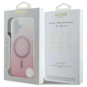 Guess IML Glitter Gradient MagSafe Apple iPhone 16 Case - dėklas telefonui rožinės spalvos - Image 8