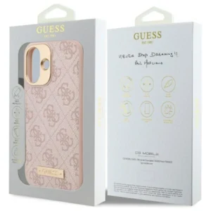 Guess 4G Logo Plate MagSafe Apple iPhone 16 Case - dėklas telefonui rožinės spalvos - Image 8