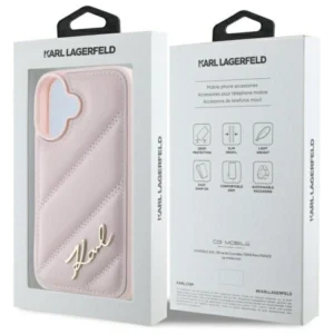 Karl Lagerfeld Quilted Signature Apple iPhone 16 - dėklas telefonui rožinės spalvos - Image 8