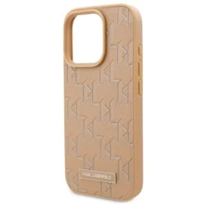Karl Lagerfeld Leather Monogram Metal Logo MagSafe Apple iPhone 16 Pro - Beige - Image 6