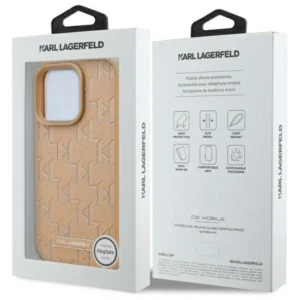 Karl Lagerfeld Leather Monogram Metal Logo MagSafe Apple iPhone 16 Pro - Beige - Image 8