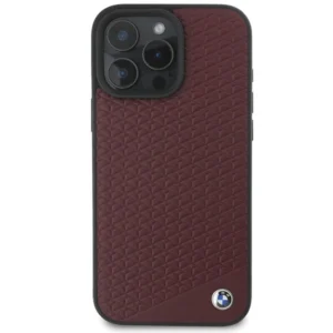BMW Sign Leather Diamond Metal Logo MagSafe Apple iPhone 16 Pro Max - dėklas telefonui raudonos spalvos - Image 3