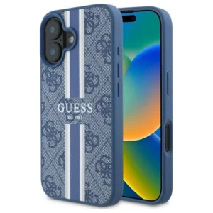 Guess 4G Printed Stripes MagSafe Apple iPhone 16 - dėklas telefonui mėlynos spalvos
