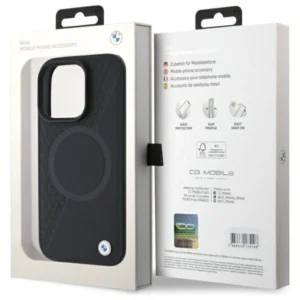 BMW BMHMP16X23RTPK Apple iPhone 16 Pro Max 6.9" dėklas telefonui juodos spalvos Sign Leather Half Textured And Circle MagSafe - Image 8