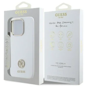 Guess GUHCP16LM4DGPH Apple iPhone 16 Pro 6.3" dėklas telefonui baltos spalvos Silikoninis Logo Strass 4G - Image 8