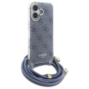 Guess GUHCP16SHC4SEB Apple iPhone 16 6.1" dėklas telefonui mėlynos spalvos Crossbody Cord 4G Print - Image 3