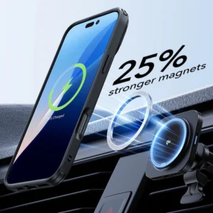 ESR Classic Hybrid KickStand HaloLock MagSafe & TEMPERED GLASS Apple iPhone 16 dėklas telefonui juodos spalvos - Image 4