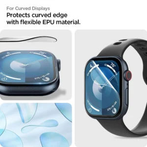 Spigen ELITE SHIELD HYBRID GLASS ”EZ FIT” 2-PACK Apple Watch 10 (46 mm) CLEAR - Image 9