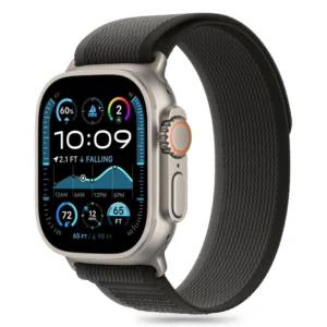 Tech-Protect nylon Stripe Apple Watch 6 / 7 / 8 / 9 / 10 / SE / Ultra 1 / 2 (44 / 45 / 46 / 49 mm) juodos ir oranžinės spalvos - Image 2