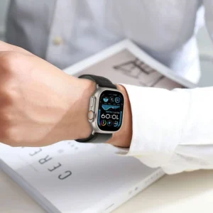 Tech-Protect nylon Stripe Apple Watch 6 / 7 / 8 / 9 / 10 / SE / Ultra 1 / 2 (44 / 45 / 46 / 49 mm) juodos ir oranžinės spalvos - Image 5