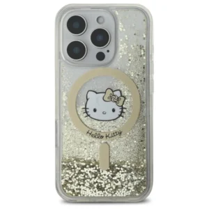 Hello Kitty HKHMP16LLGDIH Apple iPhone 16 Pro 6.3" dėklas telefonui aukso spalvos Liquid Glitter Fever MagSafe - Image 3