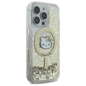 Hello Kitty HKHMP16LLGDIH Apple iPhone 16 Pro 6.3" dėklas telefonui aukso spalvos Liquid Glitter Fever MagSafe - Image 4