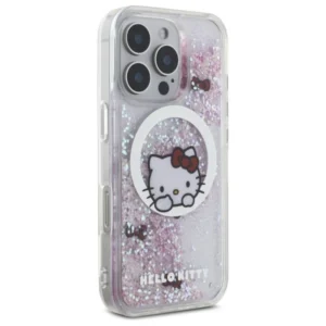 Hello Kitty HKHMP16LLSWKH Apple iPhone 16 Pro 6.3" dėklas telefonui baltos spalvos Liquid Glitter Sweet Kitty Bows MagSafe - Image 4