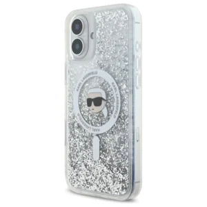Karl Lagerfeld KLHMP16SLGKISGH Apple iPhone 16 6.1" dėklas telefonui skaidrus Liquid Glitter Karl Head MagSafe - Image 2
