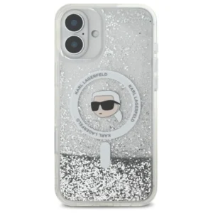 Karl Lagerfeld KLHMP16SLGKISGH Apple iPhone 16 6.1" dėklas telefonui skaidrus Liquid Glitter Karl Head MagSafe - Image 3