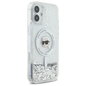 Karl Lagerfeld KLHMP16SLGKISGH Apple iPhone 16 6.1" dėklas telefonui skaidrus Liquid Glitter Karl Head MagSafe - Image 4