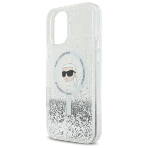 Karl Lagerfeld KLHMP16SLGKISGH Apple iPhone 16 6.1" dėklas telefonui skaidrus Liquid Glitter Karl Head MagSafe - Image 6