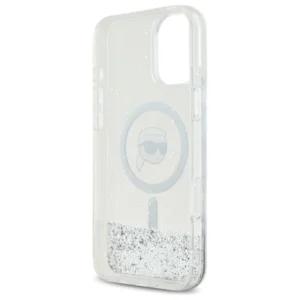 Karl Lagerfeld KLHMP16SLGKISGH Apple iPhone 16 6.1" dėklas telefonui skaidrus Liquid Glitter Karl Head MagSafe - Image 7