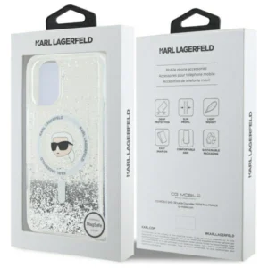 Karl Lagerfeld KLHMP16SLGKISGH Apple iPhone 16 6.1" dėklas telefonui skaidrus Liquid Glitter Karl Head MagSafe - Image 8