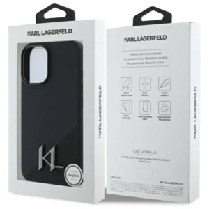 Karl Lagerfeld KLHMP16SSCMKMPCK Apple iPhone 16 6.1" dėklas telefonui juodos spalvos Silikoninis Shadow Metal Initial MagSafe - Image 8