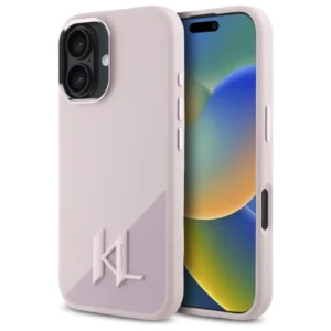Karl Lagerfeld KLHMP16SSCMKMPCP Apple iPhone 16 6.1" dėklas telefonui rožinės spalvos Silikoninis Shadow Metal Initial MagSafe