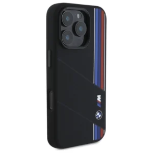 BMW BMHMP16L23SCUK Apple iPhone 16 Pro 6.3" dėklas telefonui juodos spalvos Silikoninis Cut Tricolor Lines MagSafe - Image 4