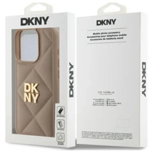 DKNY DKHCP15LPQDSLE Apple iPhone 15 Pro 6.1" dėklas telefonui gelsvos spalvos Quilted Stack Logo - Image 8