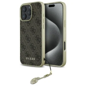 Guess GUHCP16LGF4GBR Apple iPhone 16 Pro 6.3" dėklas telefonui rudos spalvos 4G Charms Collection