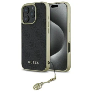 Guess GUHCP16LGF4GGR Apple iPhone 16 Pro 6.3" dėklas telefonui juodos spalvos 4G Charms Collection