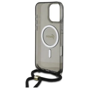 Guess GUHMP16LHCTSGNSK Apple iPhone 16 Pro 6.3" dėklas telefonui juodos spalvos Crossbody Cord Script MagSafe - Image 6