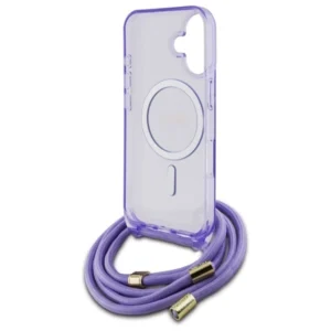 Guess GUHMP16SHCTSGNSU Apple iPhone 16 6.1" dėklas telefonui violetinės spalvos Crossbody Cord Script MagSafe - Image 6