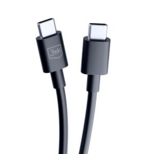 3MK Hyper Kabelis USB-C - USB-C 100W 1.2m juodos spalvos Kabelis - Image 9
