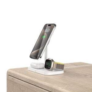 Belaidis magnetinis įkroviklis 3in1 15W telefonams su MagSafe, AirPods, Apple Watch Watch Tech-Protect QI15W A22 baltos spalvos - Image 6