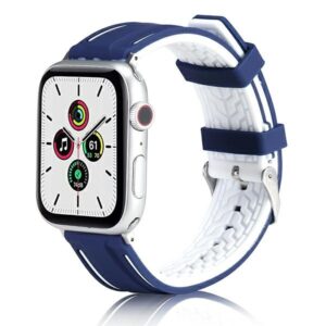 Beline apyrankė Apple Watch Solid silikoninė 42/44/45/49mm mėlynos ir baltos spalvos