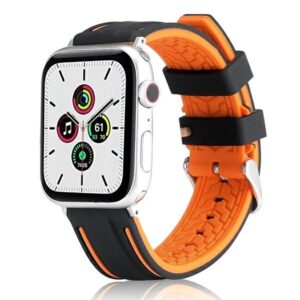 Beline apyrankė Apple Watch Solid silikoninė 42/44/45/49mm oranžinės ir juodos spalvos - Image 1