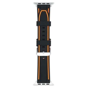 Beline apyrankė Apple Watch Solid silikoninė 42/44/45/49mm oranžinės ir juodos spalvos - Image 2