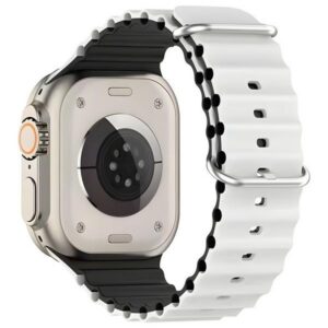 Beline apyrankė Apple Watch silikoninė Waves 42/44/45/49mm baltos ir juodos spalvos box