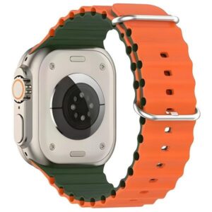 Beline apyrankė Apple Watch silikoninė Waves 38/40/41mm žalios ir oranžinės spalvos box