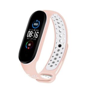 Beline apyrankė Design Mi Band 7/6/5 rožinės ir baltos spalvos