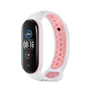Beline apyrankė Design Mi Band 7/6/5 baltos ir rožinės spalvos