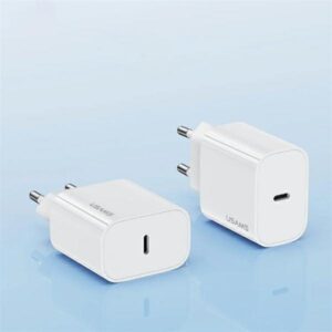 USAMS Ład. siec. 1xUSB-C T65 PD20W PD Fast Charging US-CC226 + kabel USB-C/Lightning US-SJ712 30W baltos spalvos Yi Series OYXLTZ02 - Image 7