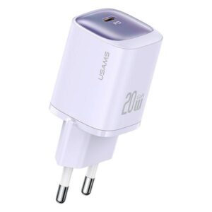 USAMS Laidinis įkroviklis CC248 20W GaN USB-C Fast Charging HC Series violetinės spalvos CC248TC03