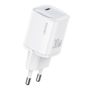 USAMS Laidinis įkroviklis CC251 30W GaN USB-C Fast Charging HC Series baltos spalvos CC251TC02