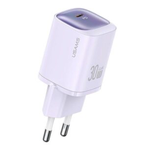 USAMS Laidinis įkroviklis CC251 30W GaN USB-C Fast Charging HC Series violetinės spalvos CC251TC03