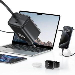 USAMS Laidinis įkroviklis 1xUSB-C su suvyniojamu kabeliu USB-C Retractable PD+QC 20W Gan Fast Charging juodos spalvos YC Series CC233TC01 (US-CC233) - Image 5