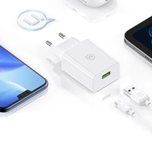 USAMS Laidinis įkroviklis 18W + kabelis Micro/USB-A 1m Fast Charging baltos spalvos series SC SCXLTZ01 - Image 7